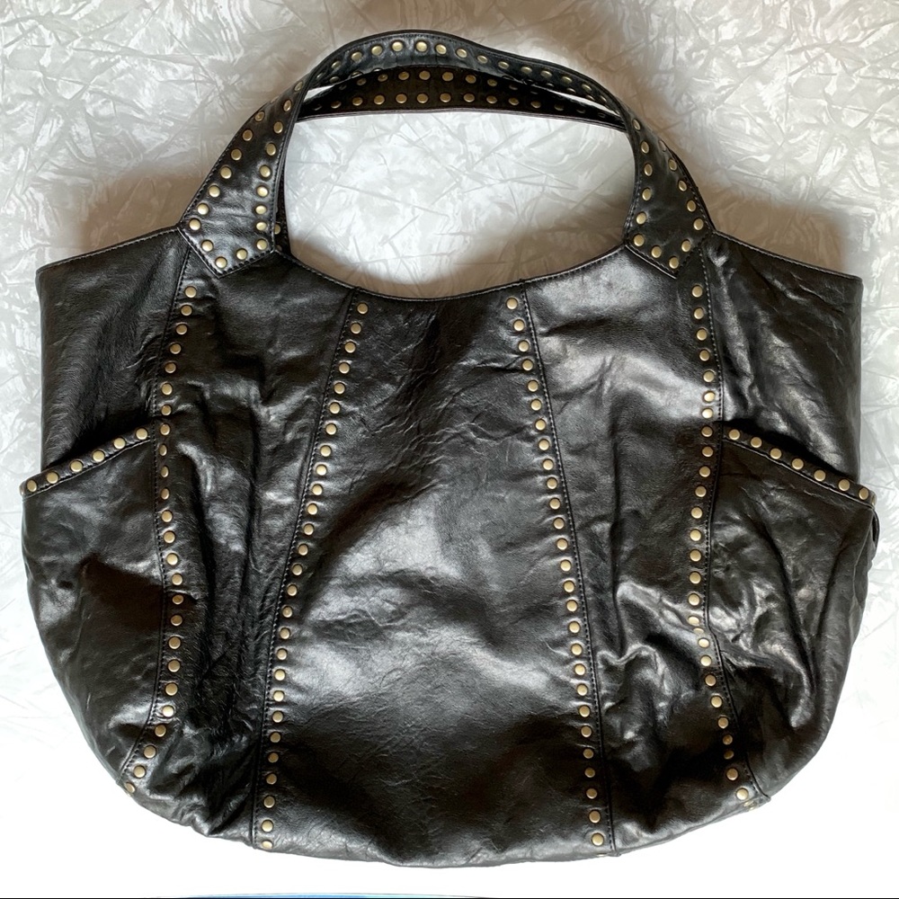 Kooba Jillian XL Hobo Black Leather/Bronze Studs - Picture 2 of 8